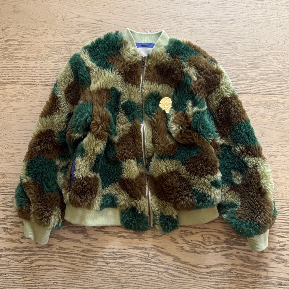 Animals Observatory Green Lion Faux Fur Jacket